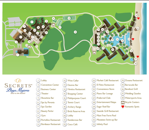 secrets resorts mexico map